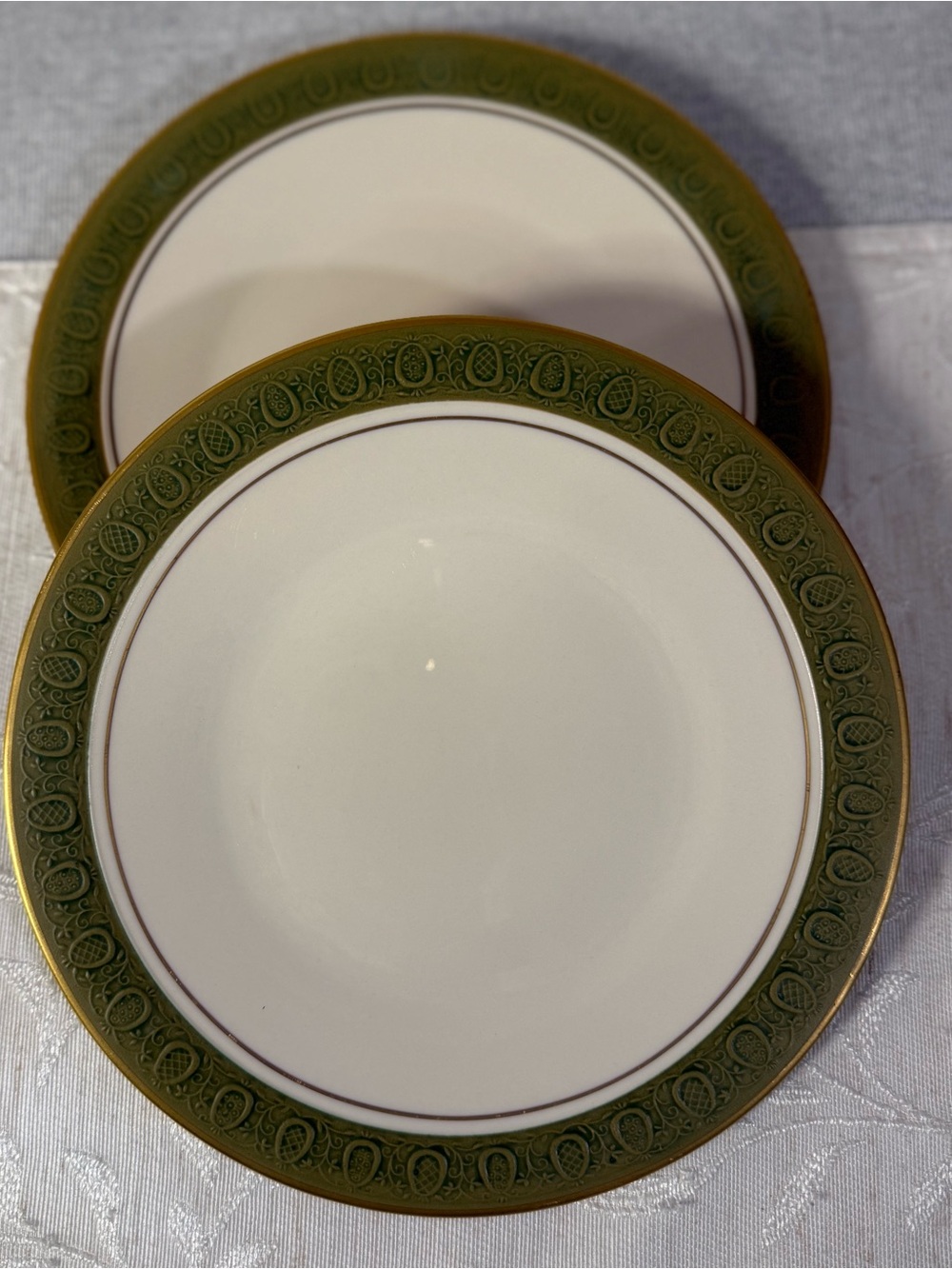 Set of 2 Vintage Franciscan Masterpiece Antique Green and Cream 8.25 Salad Plate